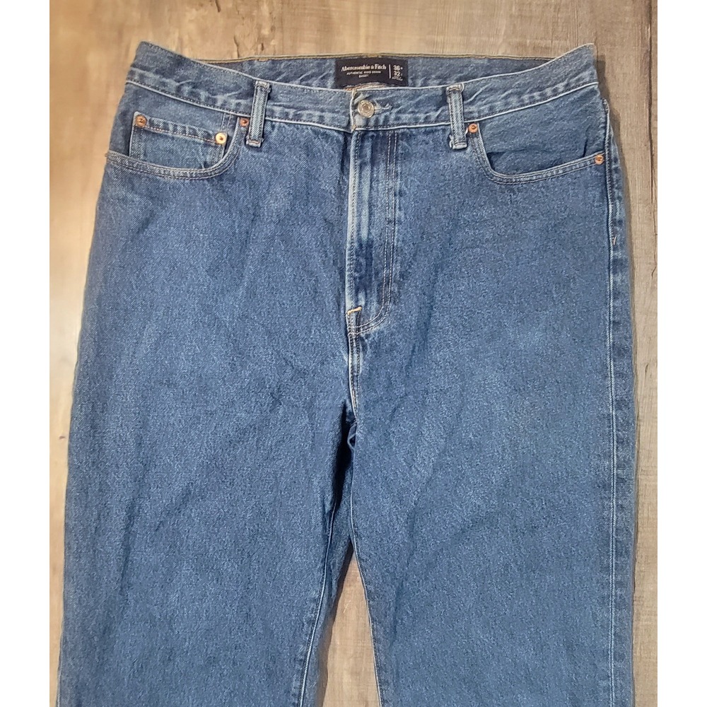 Abercrombie & Fitch Baggy Rigid Denim Jeans Mens 36x32 Blue 131D0226 Medium Wash